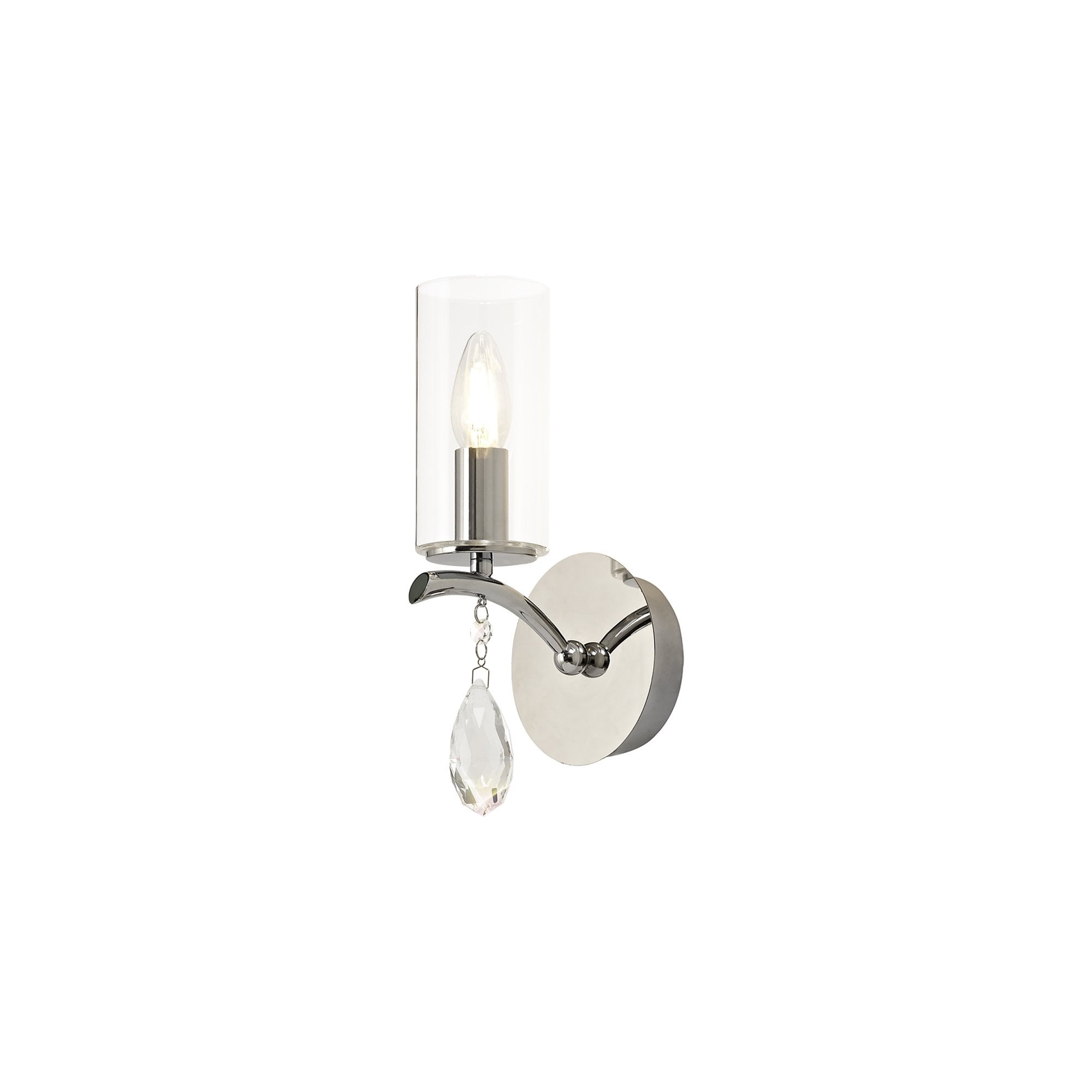 IL32791 Rhea Wall Lamp Switched 1 Light E14 Polished Chrome/Crystal Clear Glass