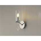IL32791 Rhea Wall Lamp Switched 1 Light E14 Polished Chrome/Crystal Clear Glass