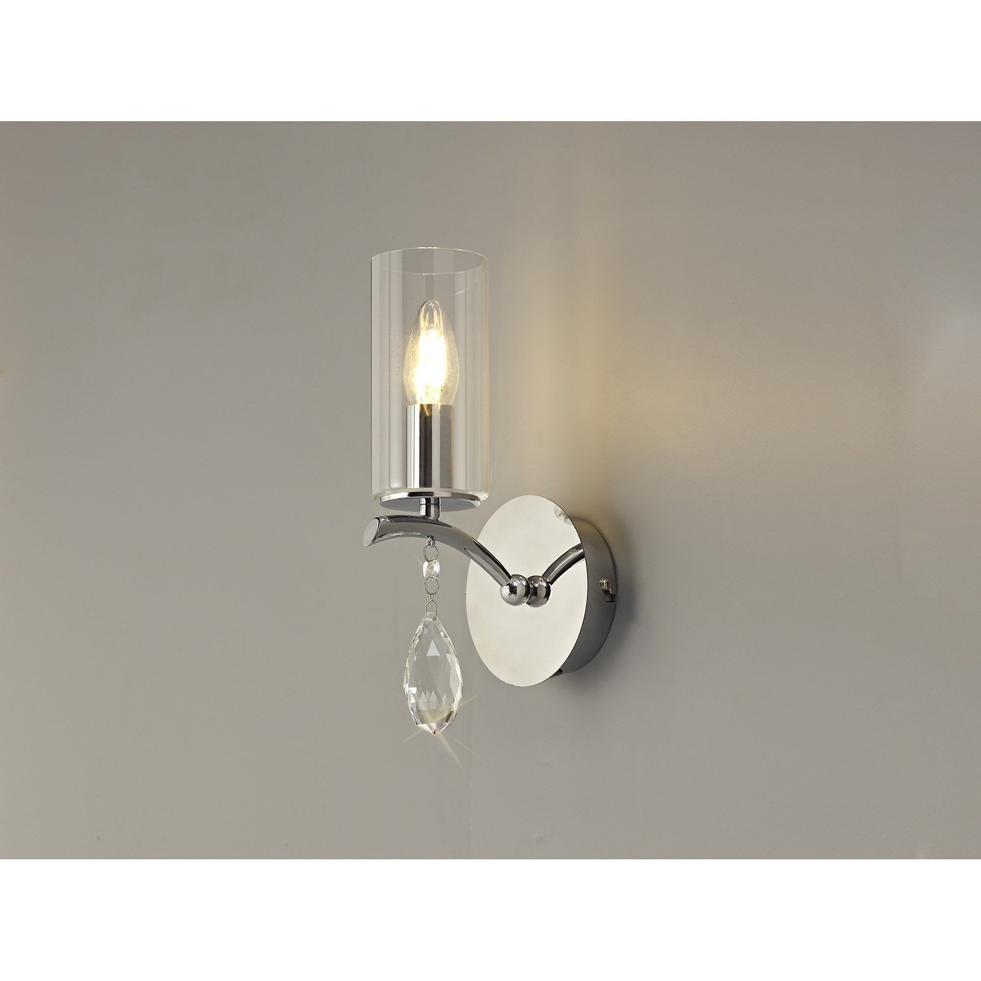 IL32791 Rhea Wall Lamp Switched 1 Light E14 Polished Chrome/Crystal Clear Glass