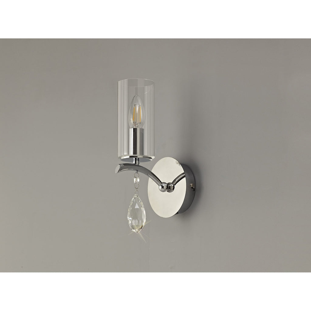 IL32791 Rhea Wall Lamp Switched 1 Light E14 Polished Chrome/Crystal Clear Glass