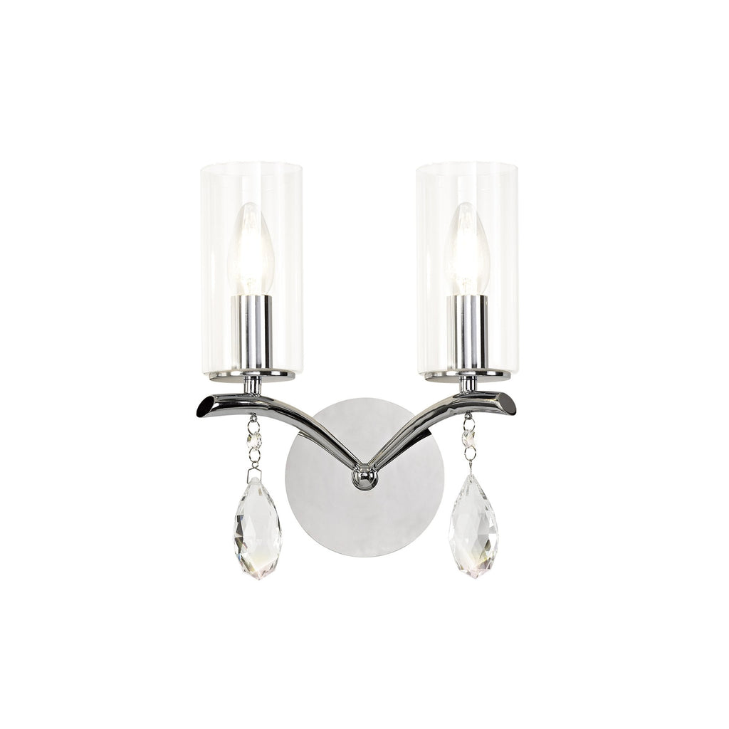 IL32792 Rhea Wall Lamp Switched 2 Light E14 Polished Chrome/Crystal Clear Glass