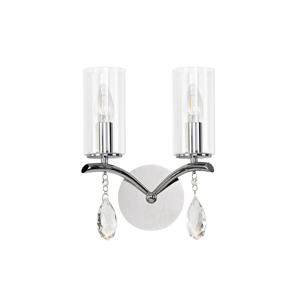 IL32792 Rhea Wall Lamp Switched 2 Light E14 Polished Chrome/Crystal Clear Glass