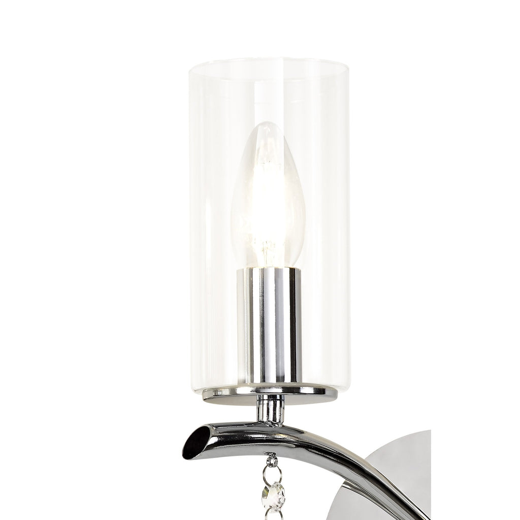 IL32792 Rhea Wall Lamp Switched 2 Light E14 Polished Chrome/Crystal Clear Glass