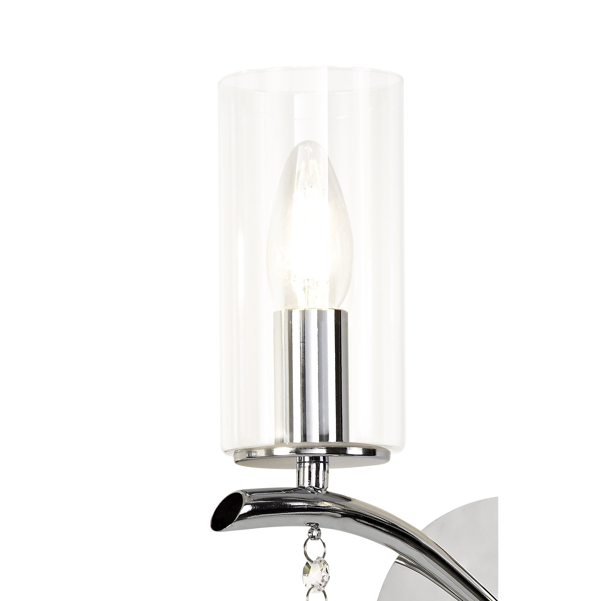 IL32792 Rhea Wall Lamp Switched 2 Light E14 Polished Chrome/Crystal Clear Glass