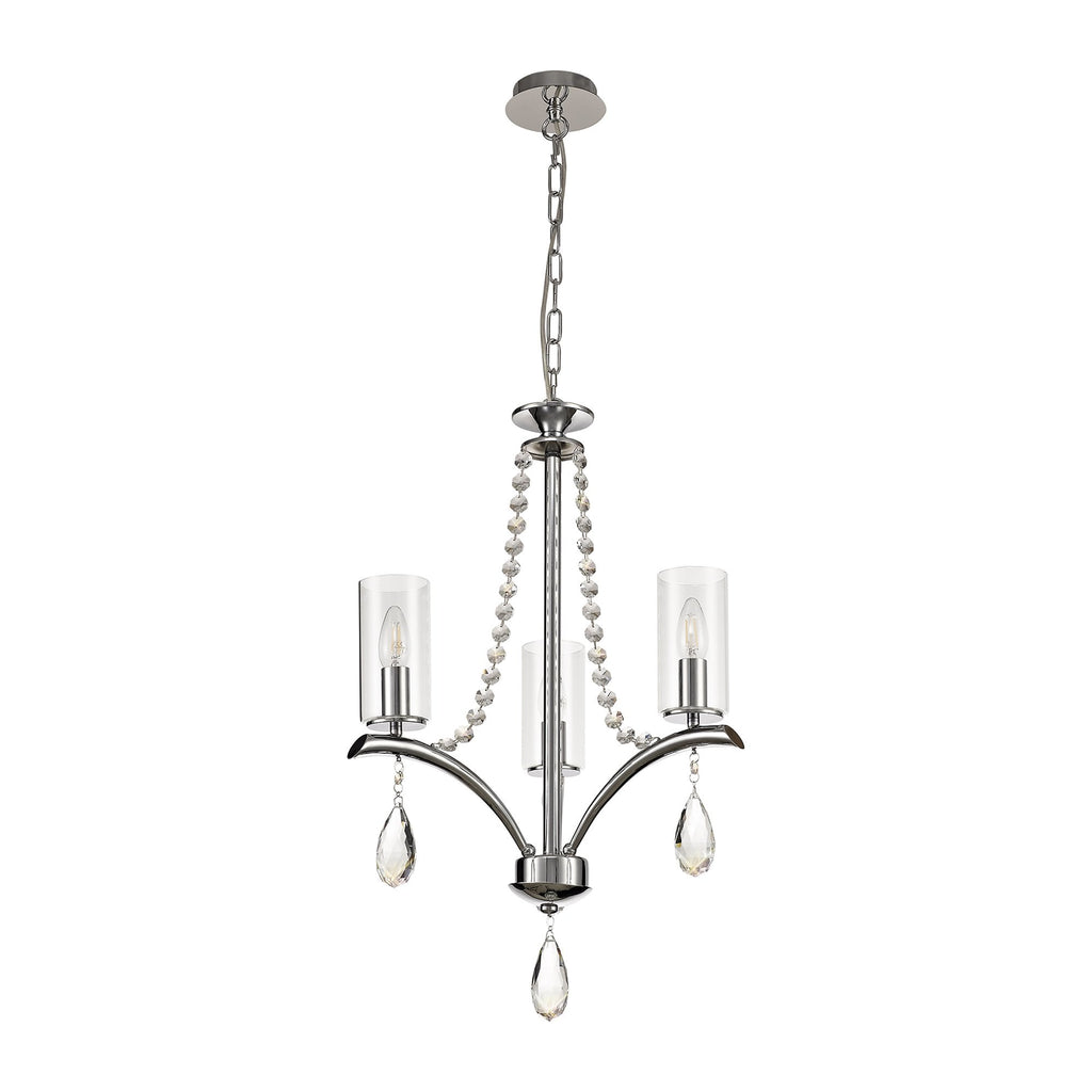 IL32793 Rhea Pendant 3 Light E14 Polished Chrome/Crystal Clear Glass