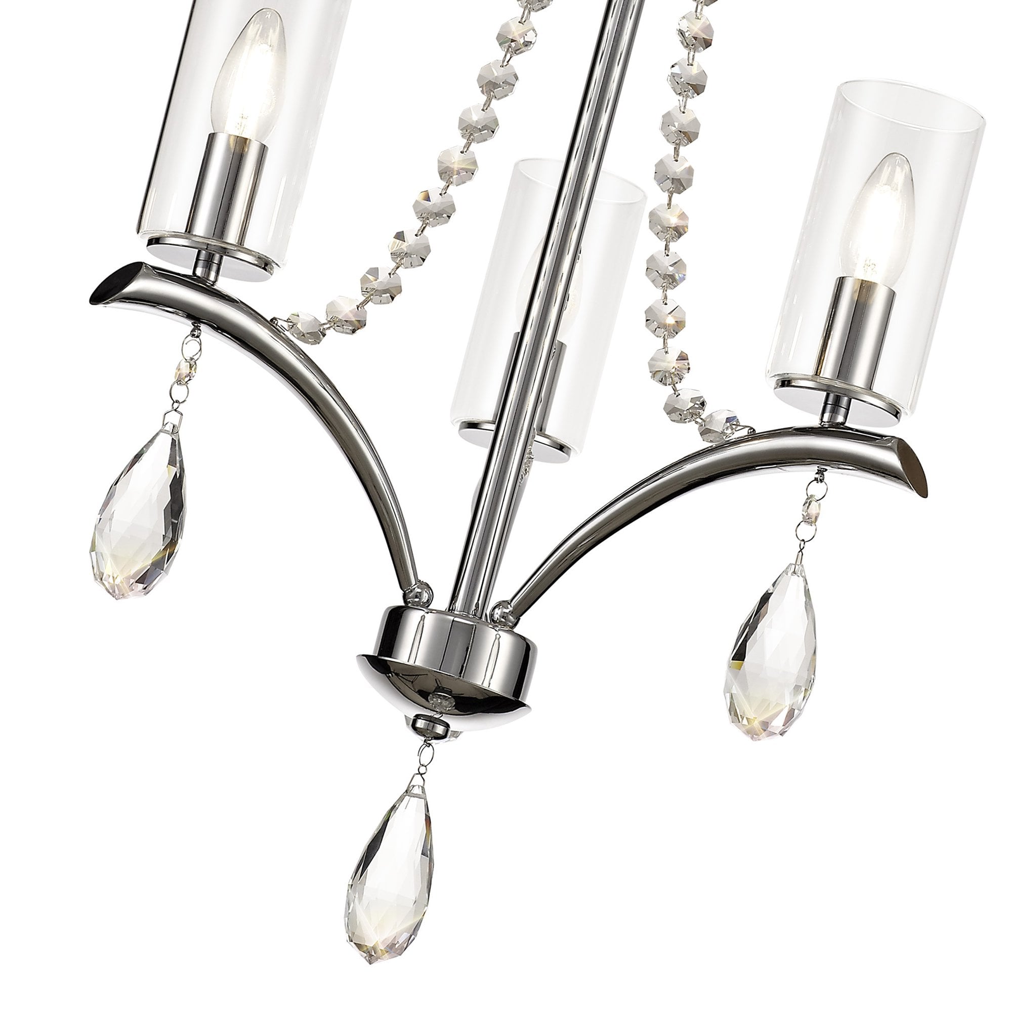 IL32793 Rhea Pendant 3 Light E14 Polished Chrome/Crystal Clear Glass