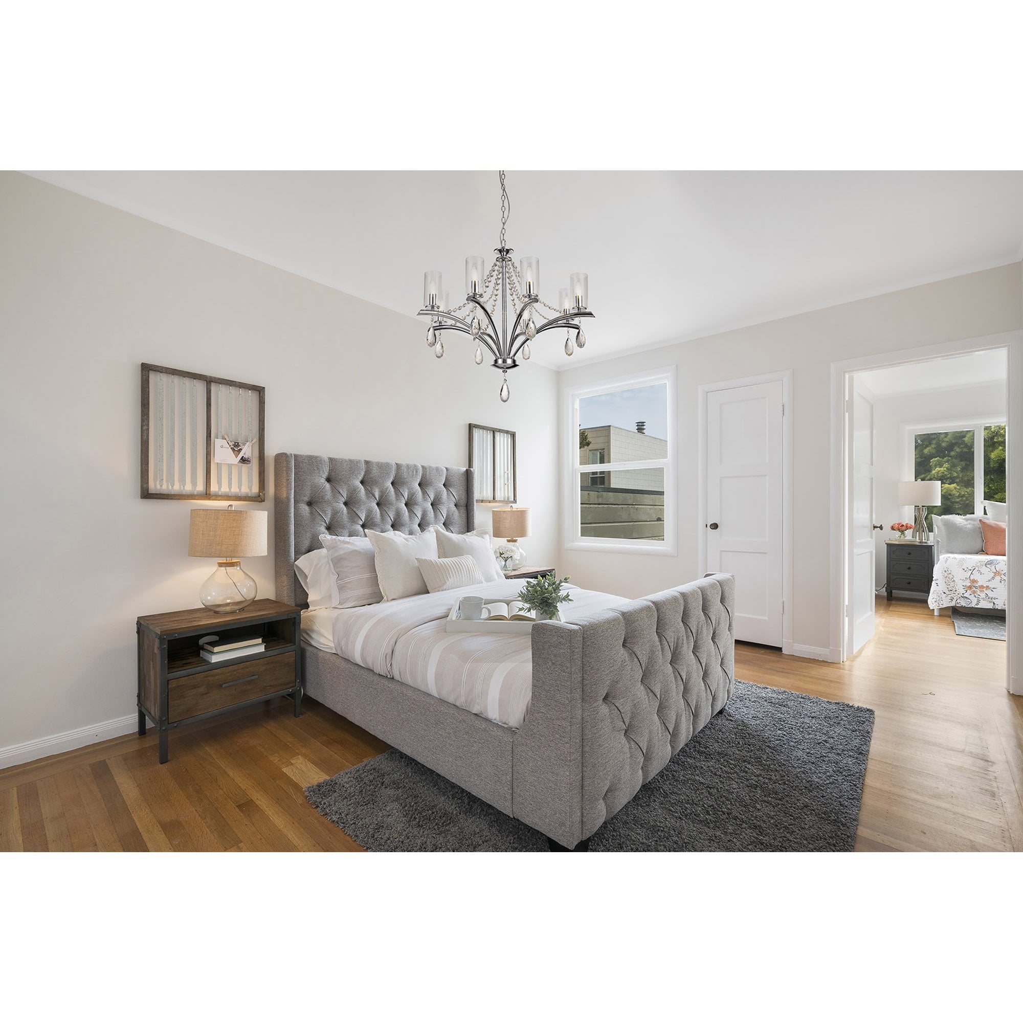 IL32795 Rhea Pendant 5 Light E14 Polished Chrome/Crystal Clear Glass