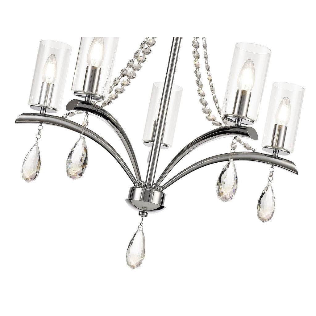 IL32795 Rhea Pendant 5 Light E14 Polished Chrome/Crystal Clear Glass