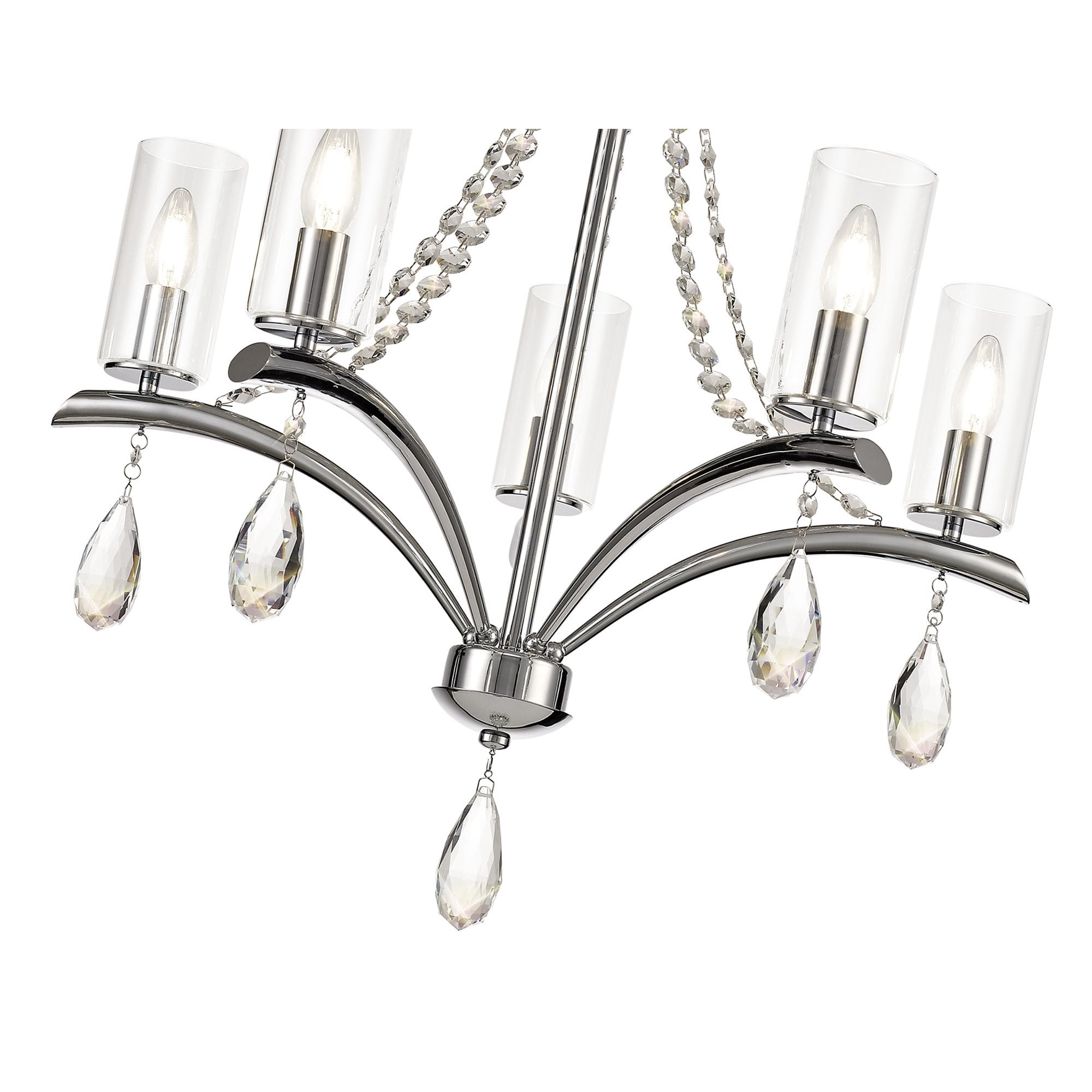IL32795 Rhea Pendant 5 Light E14 Polished Chrome/Crystal Clear Glass