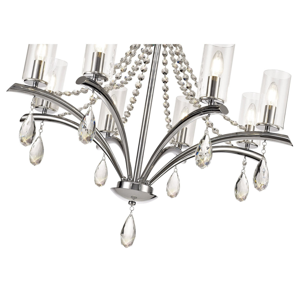 IL32798 Rhea Pendant 8 Light E14 Polished Chrome/Crystal Clear Glass