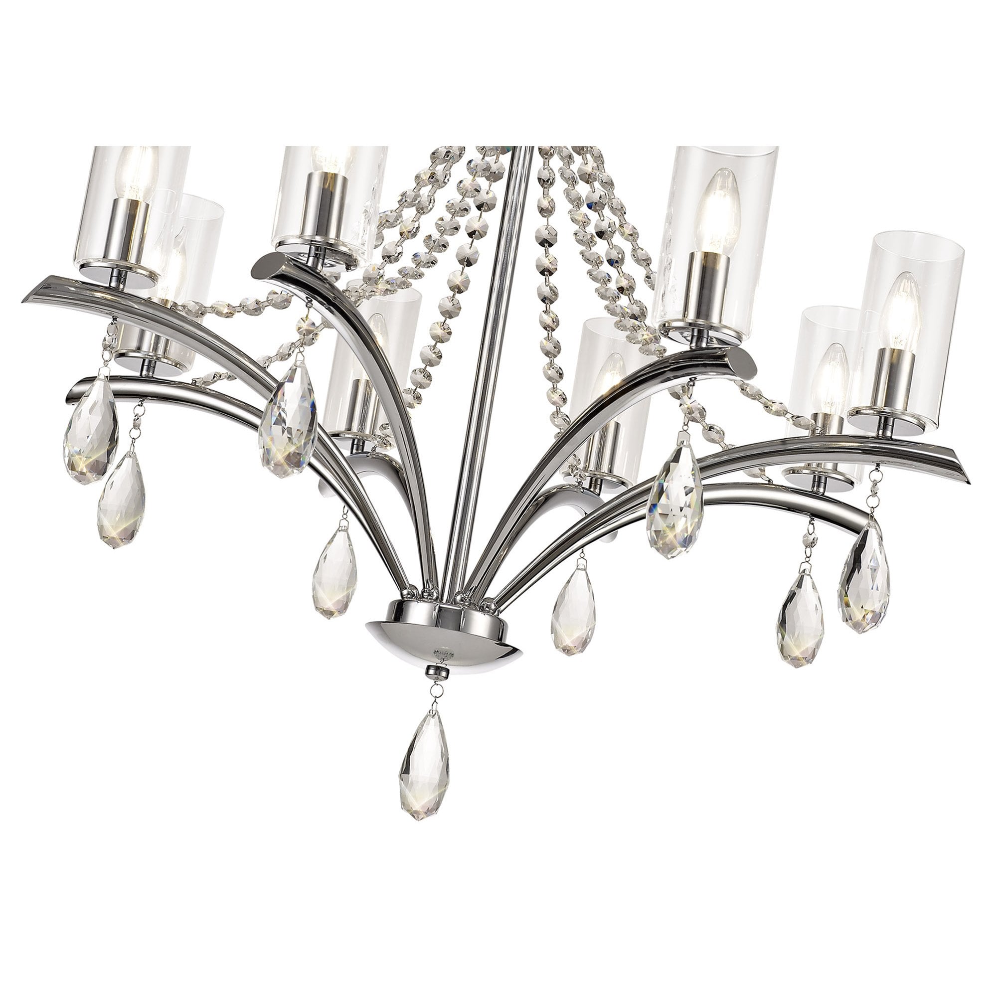 IL32798 Rhea Pendant 8 Light E14 Polished Chrome/Crystal Clear Glass