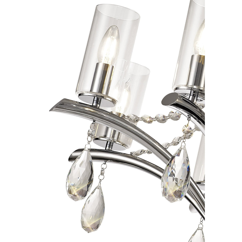 IL32798 Rhea Pendant 8 Light E14 Polished Chrome/Crystal Clear Glass