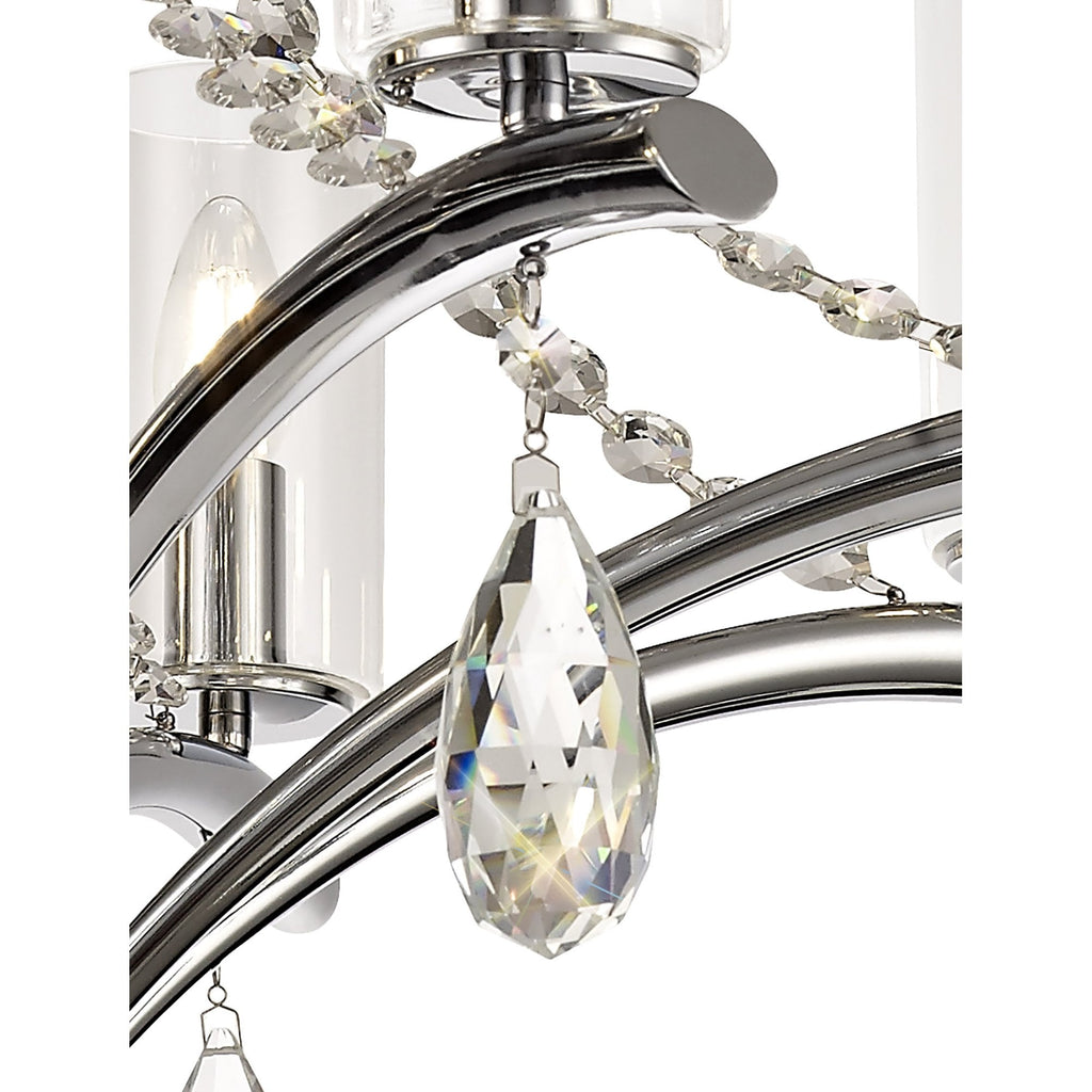 IL32798 Rhea Pendant 8 Light E14 Polished Chrome/Crystal Clear Glass