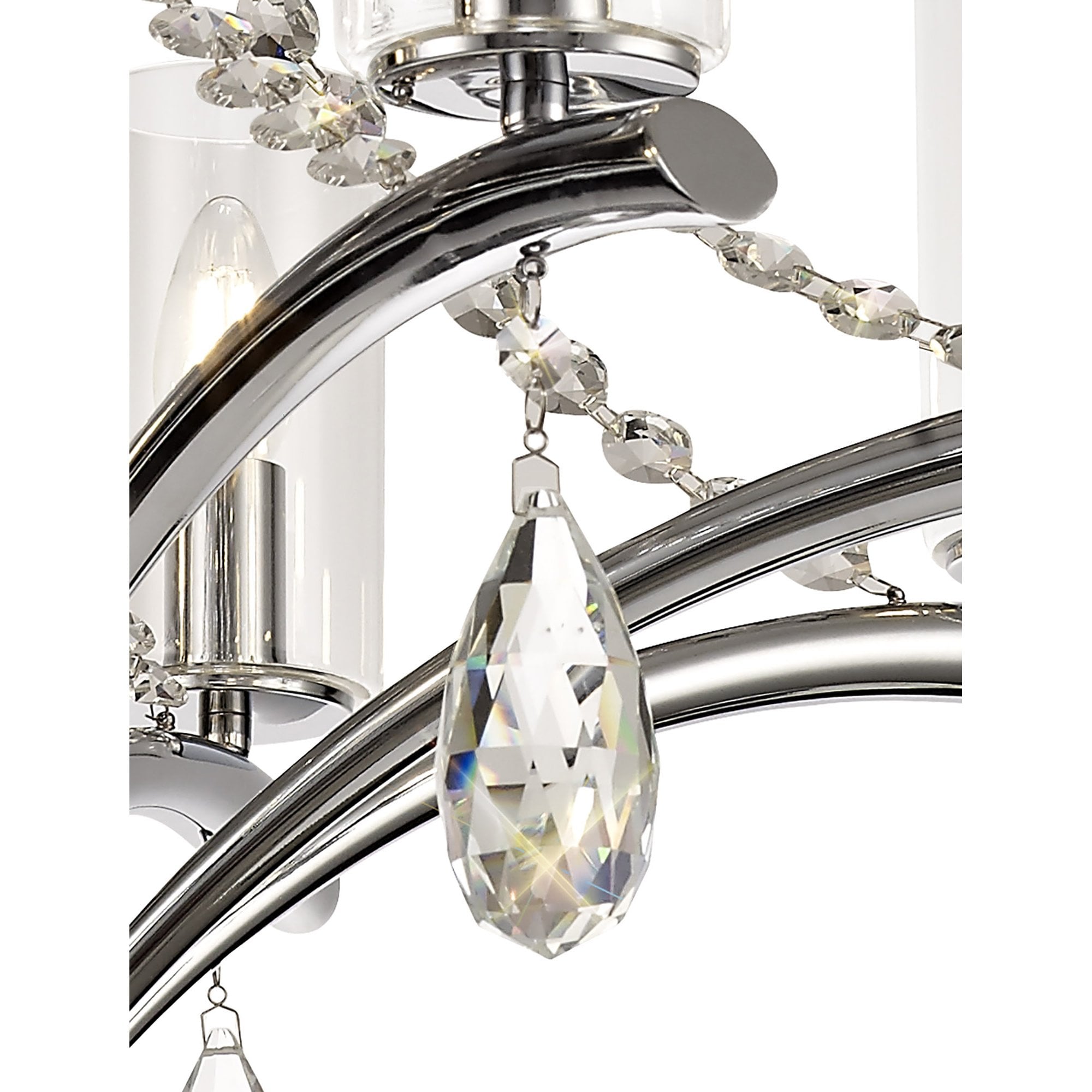 IL32798 Rhea Pendant 8 Light E14 Polished Chrome/Crystal Clear Glass