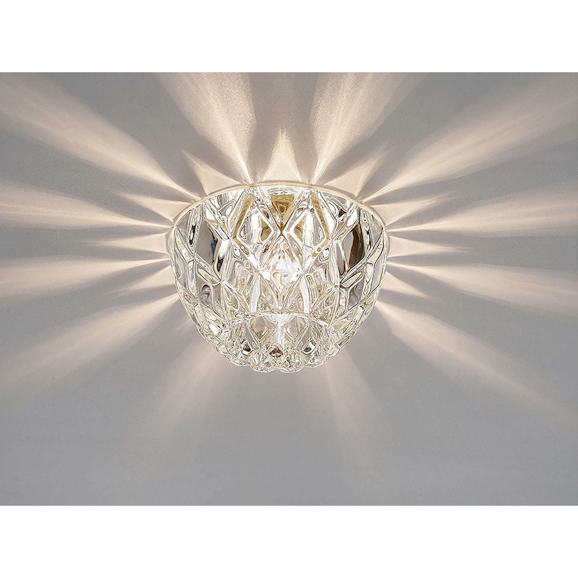 IL31843CH Ria G9 Diamond Faceted Round Downlight 1 Light Polished Chrome/Crystal Cut Out: 60mm