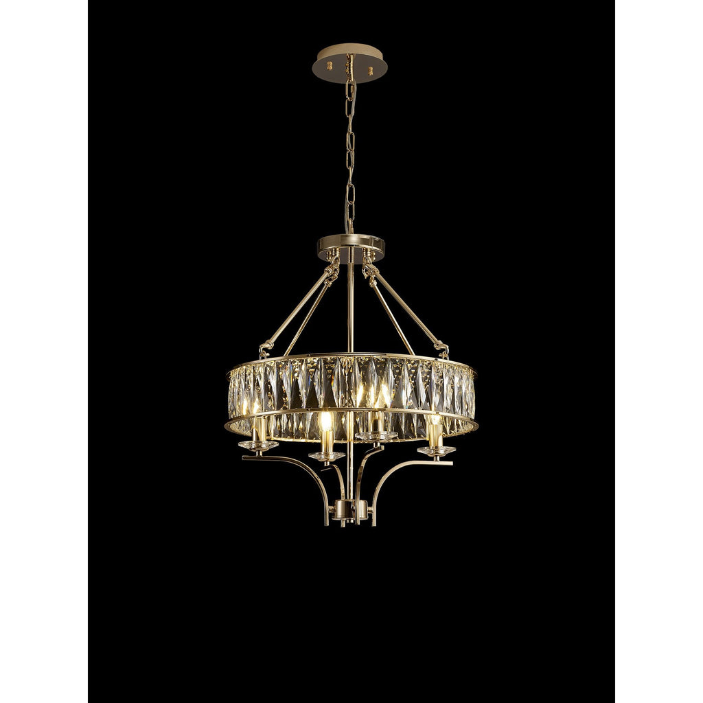 IL31824 Vivienne Pendant/Semi Ceiling 4 Light E14 French Gold/Crystal