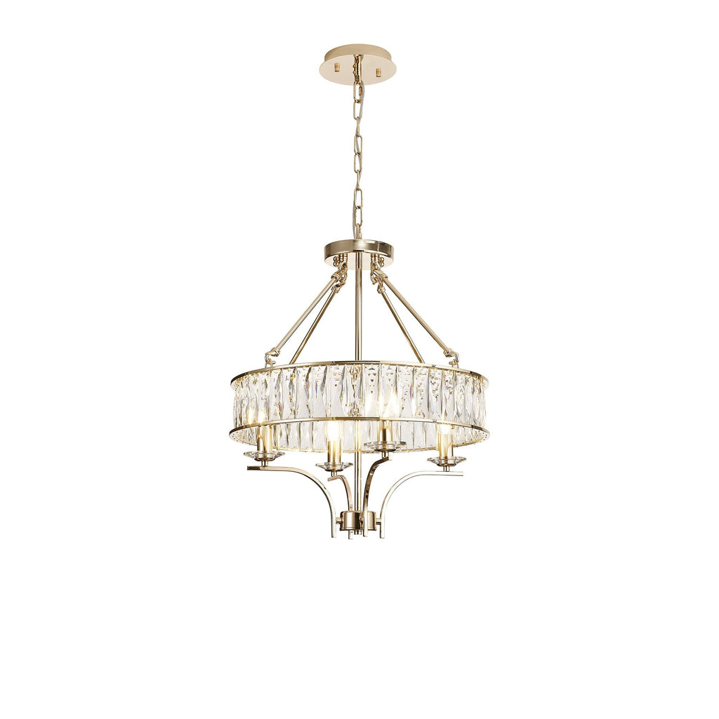 IL31824 Vivienne Pendant/Semi Ceiling 4 Light E14 French Gold/Crystal