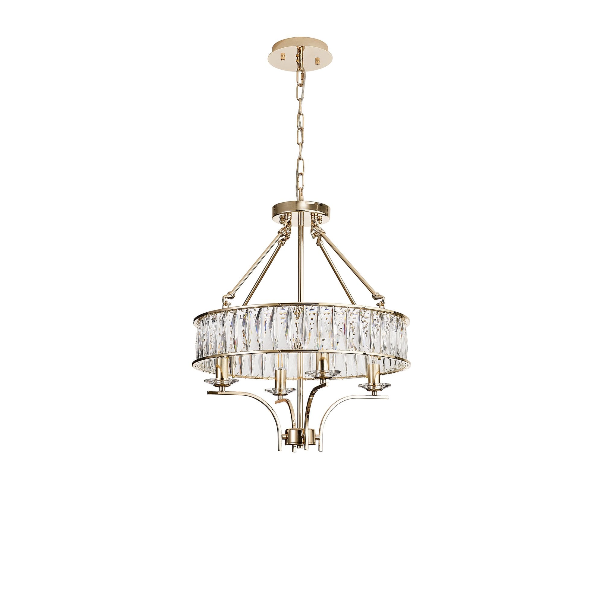 IL31824 Vivienne Pendant/Semi Ceiling 4 Light E14 French Gold/Crystal