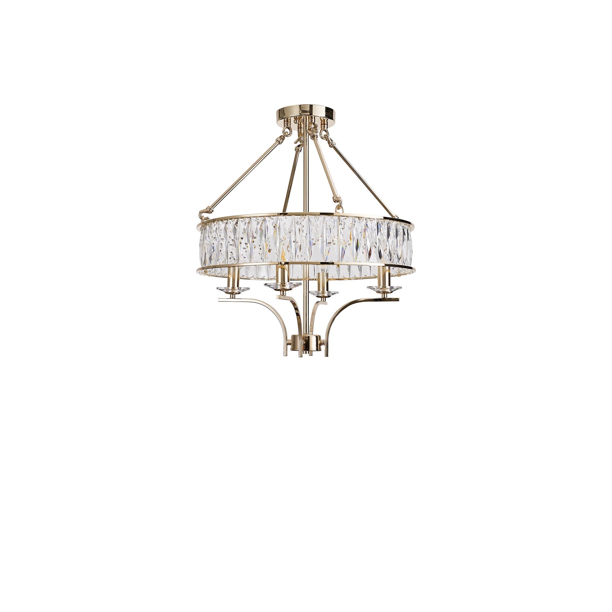 IL31824 Vivienne Pendant/Semi Ceiling 4 Light E14 French Gold/Crystal