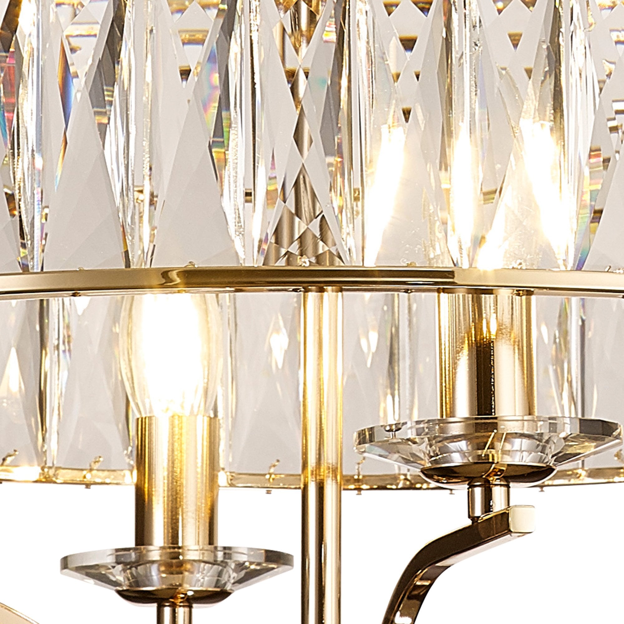 IL31824 Vivienne Pendant/Semi Ceiling 4 Light E14 French Gold/Crystal