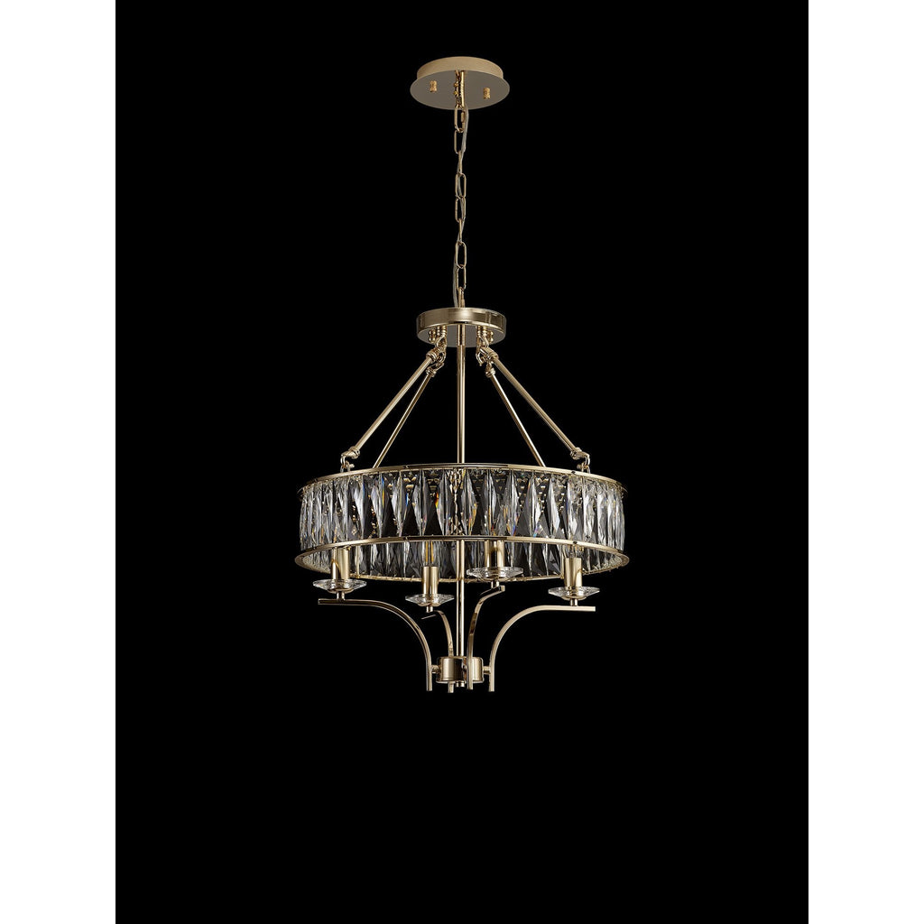 IL31824 Vivienne Pendant/Semi Ceiling 4 Light E14 French Gold/Crystal