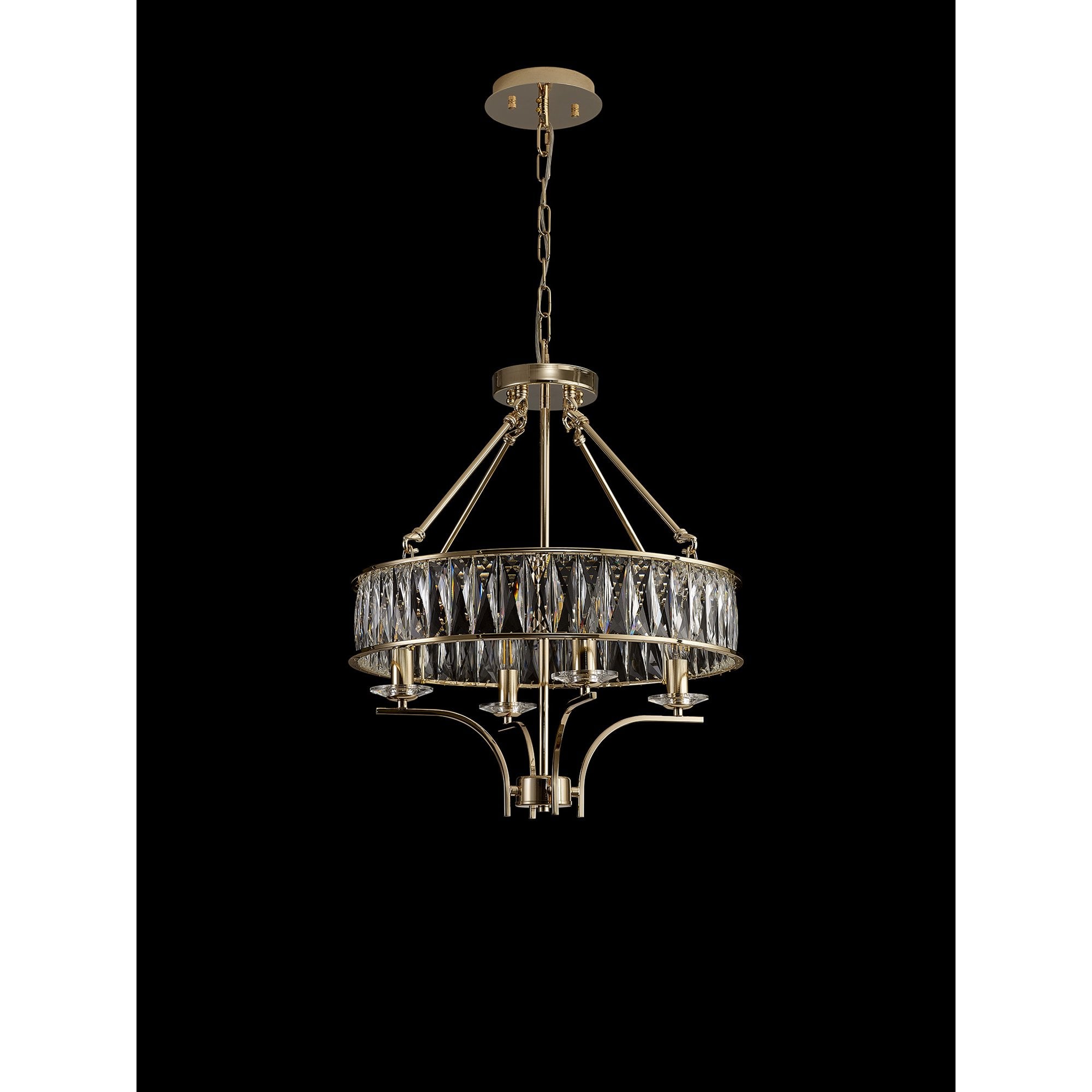IL31824 Vivienne Pendant/Semi Ceiling 4 Light E14 French Gold/Crystal