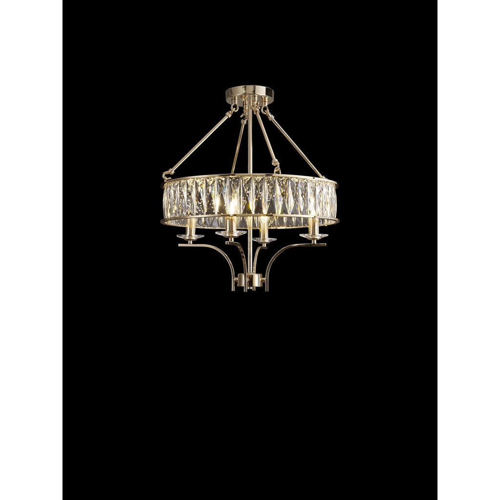 IL31824 Vivienne Pendant/Semi Ceiling 4 Light E14 French Gold/Crystal