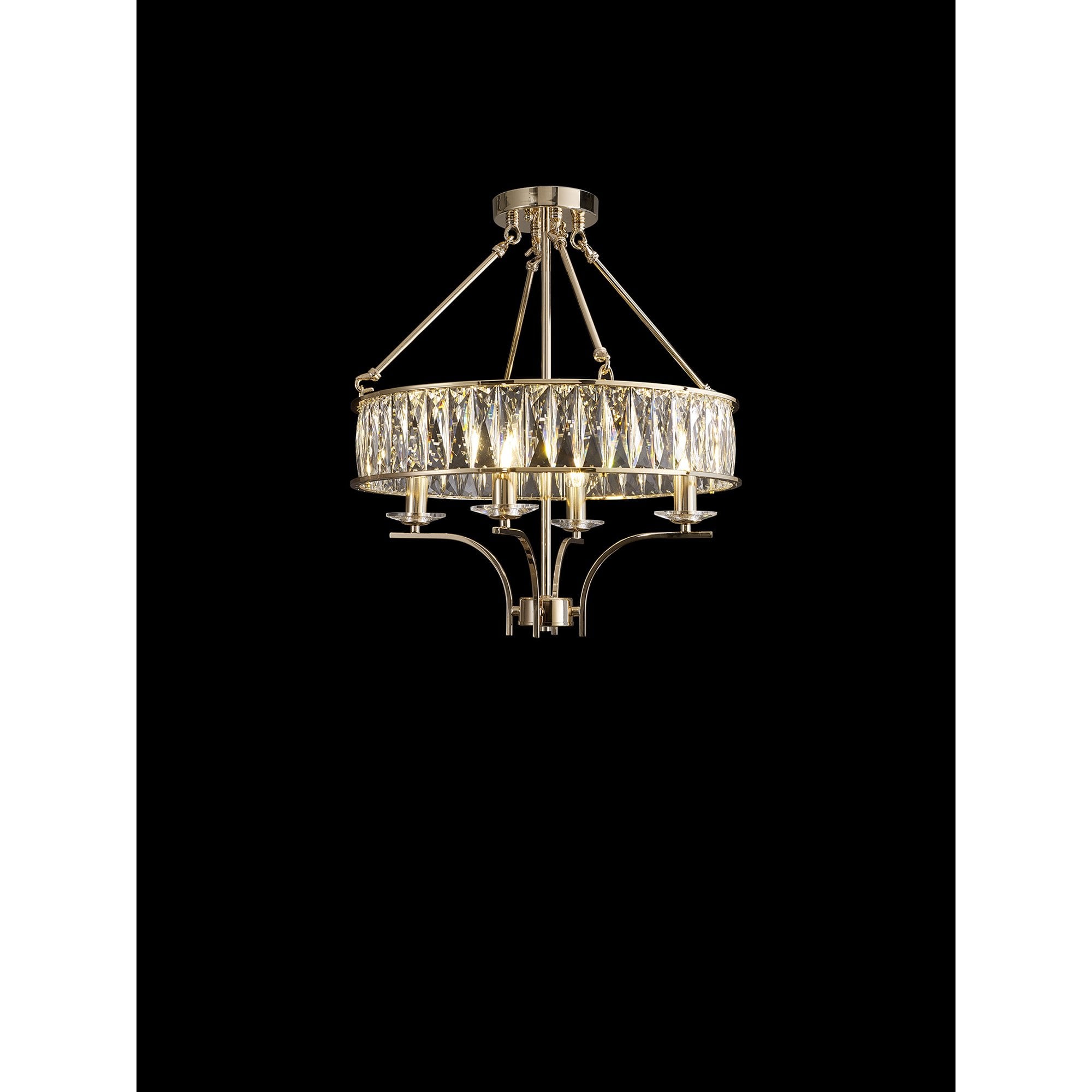 IL31824 Vivienne Pendant/Semi Ceiling 4 Light E14 French Gold/Crystal