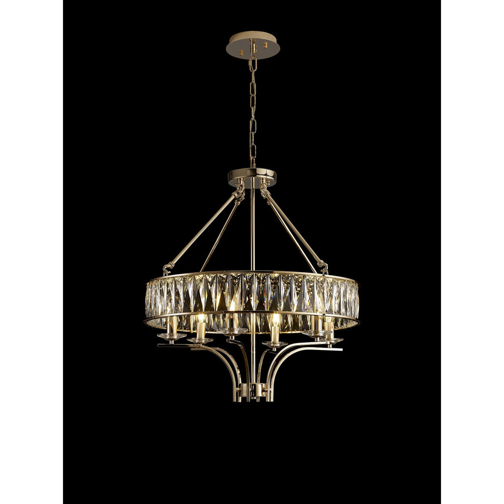 IL31825 Vivienne Pendant/Semi Ceiling 6 Light E14 French Gold/Crystal