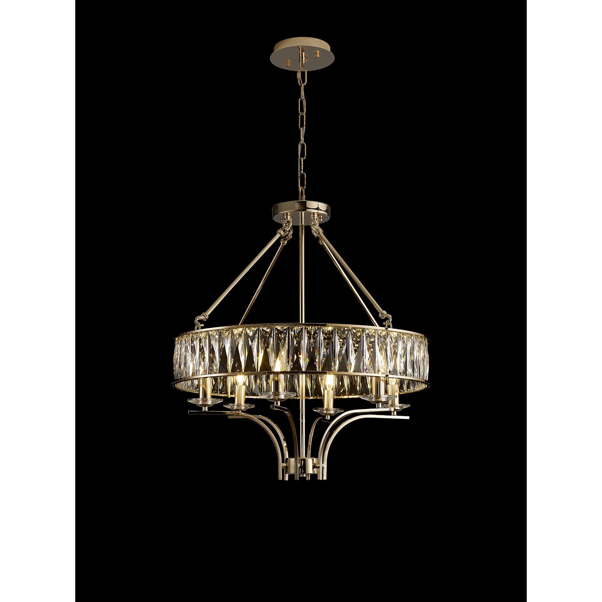IL31825 Vivienne Pendant/Semi Ceiling 6 Light E14 French Gold/Crystal