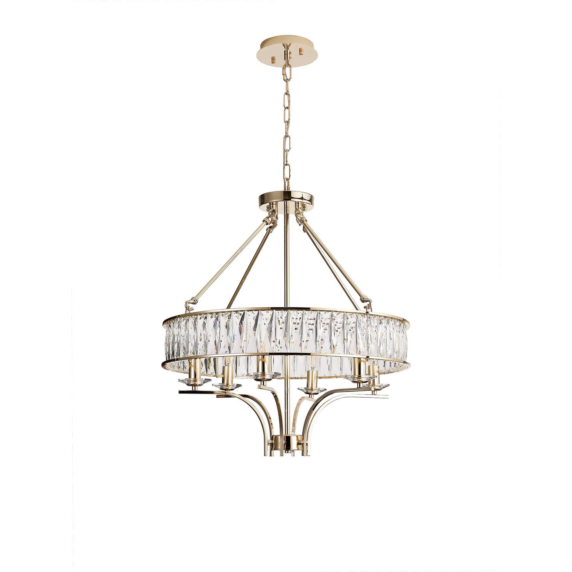 IL31825 Vivienne Pendant/Semi Ceiling 6 Light E14 French Gold/Crystal