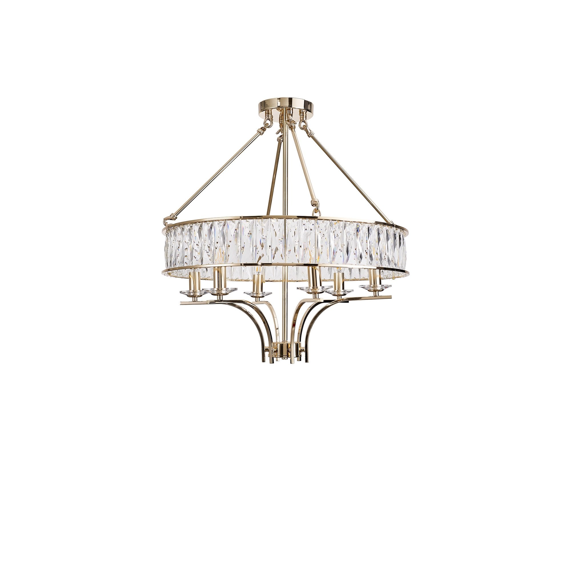 IL31825 Vivienne Pendant/Semi Ceiling 6 Light E14 French Gold/Crystal