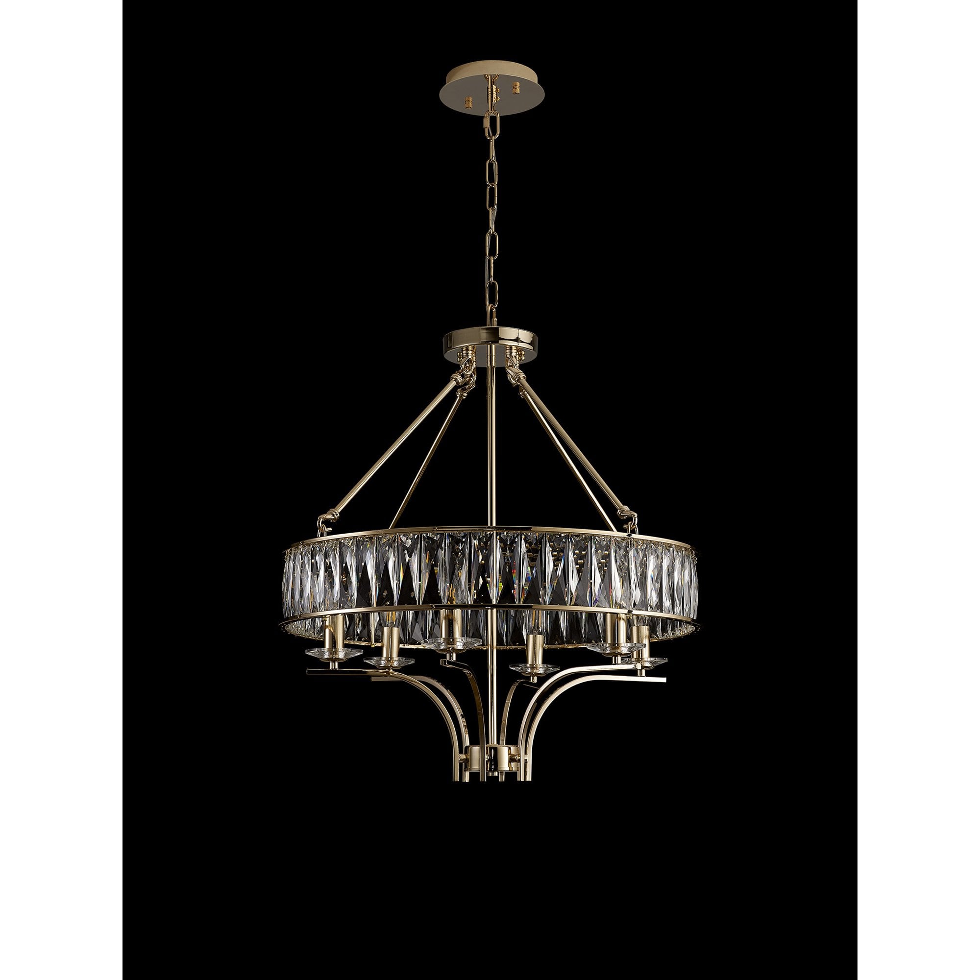 IL31825 Vivienne Pendant/Semi Ceiling 6 Light E14 French Gold/Crystal
