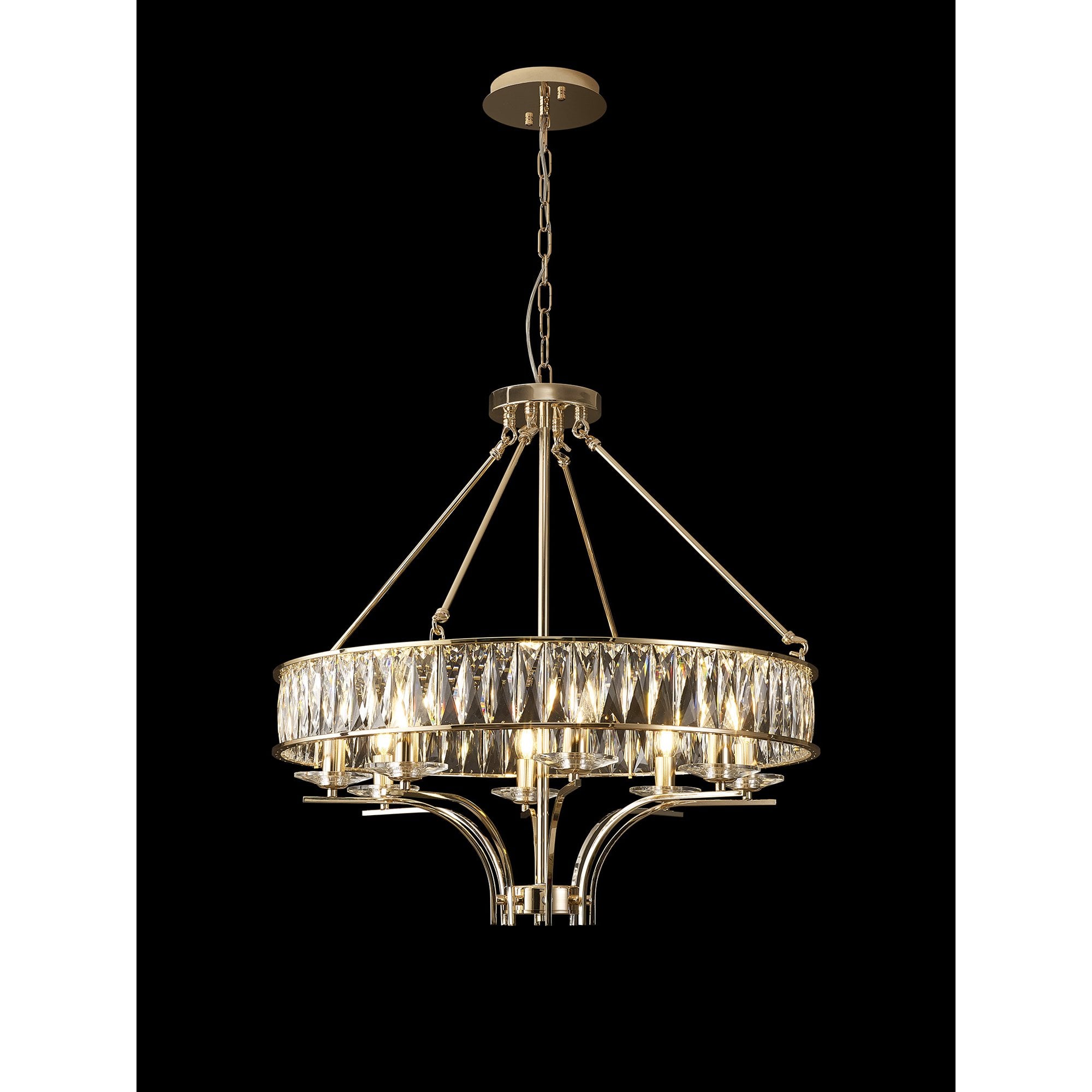 IL31826 Vivienne Pendant/Semi Ceiling 8 Light E14 French Gold/Crystal