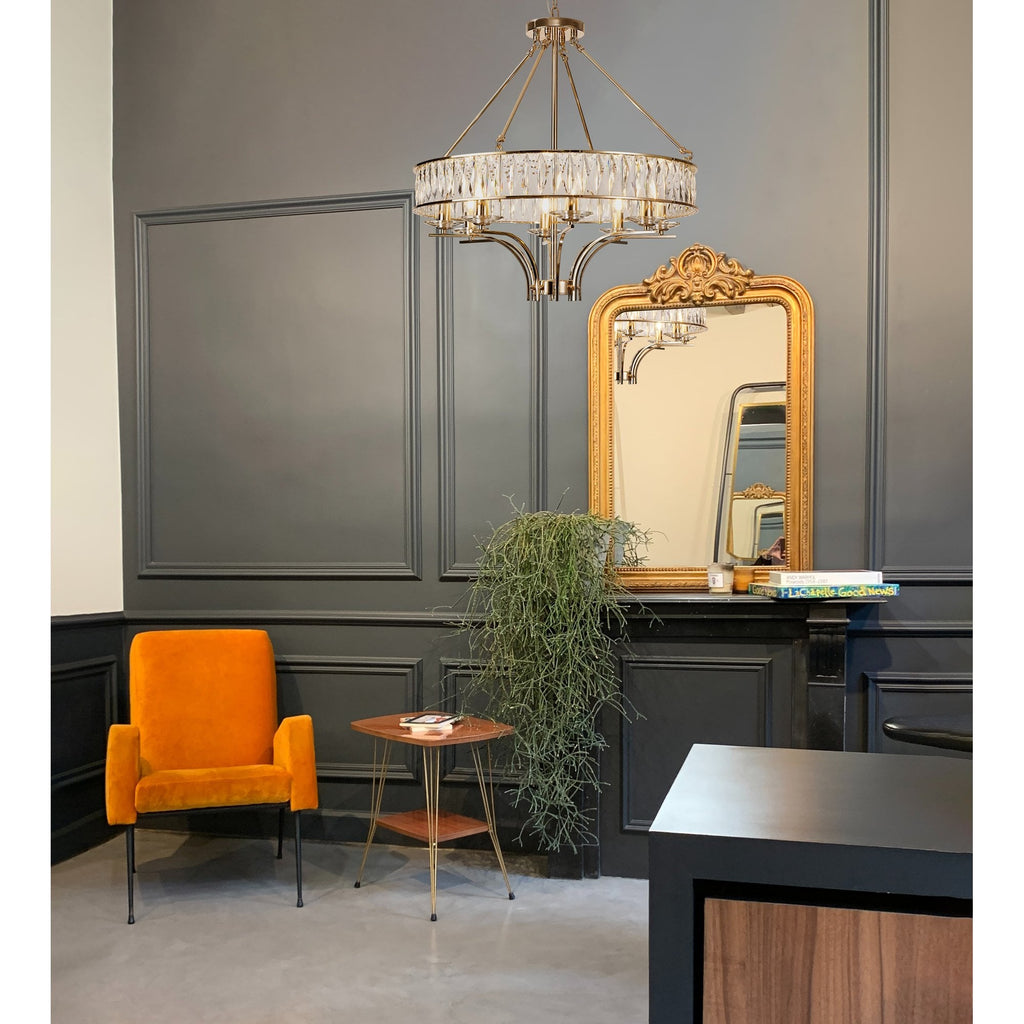 IL31826 Vivienne Pendant/Semi Ceiling 8 Light E14 French Gold/Crystal