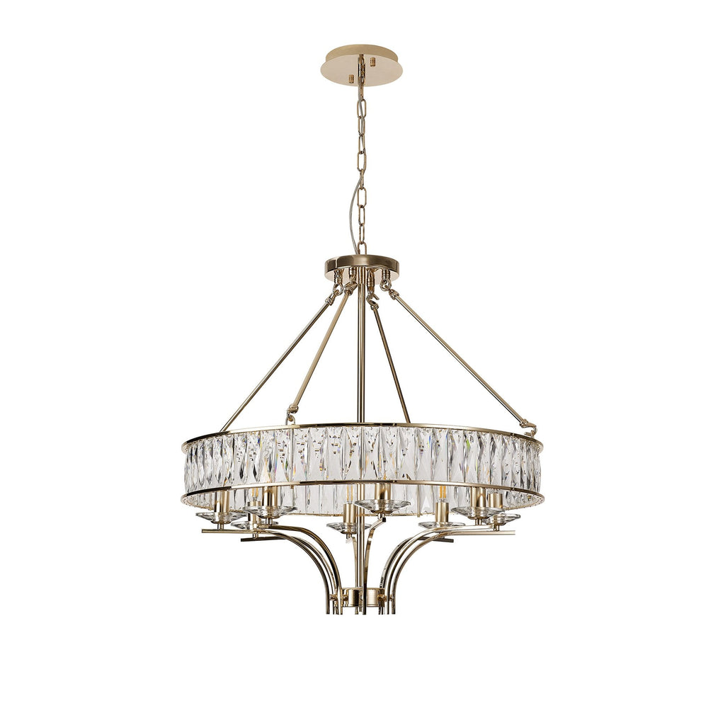 IL31826 Vivienne Pendant/Semi Ceiling 8 Light E14 French Gold/Crystal