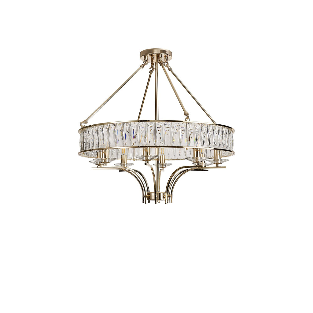 IL31826 Vivienne Pendant/Semi Ceiling 8 Light E14 French Gold/Crystal