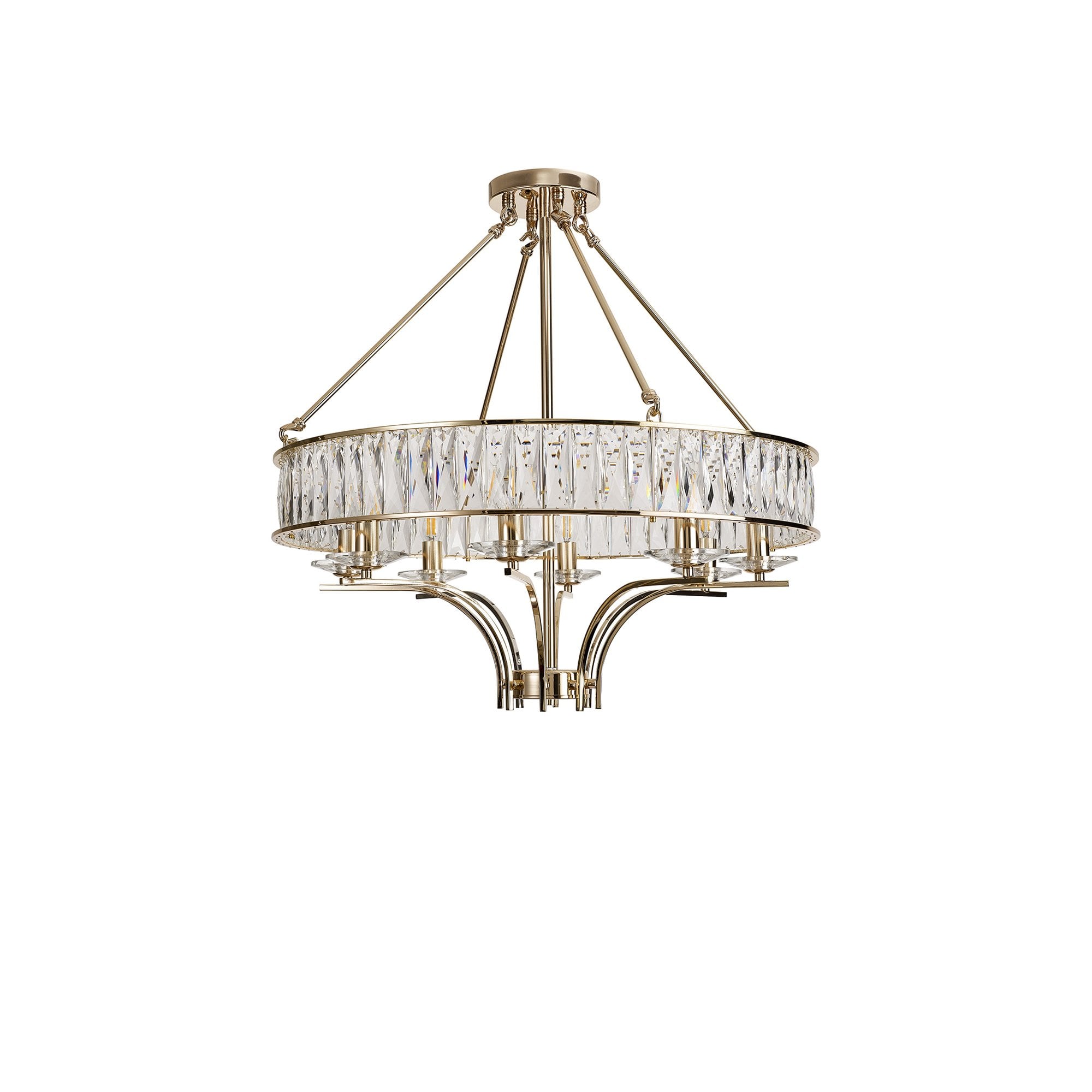 IL31826 Vivienne Pendant/Semi Ceiling 8 Light E14 French Gold/Crystal