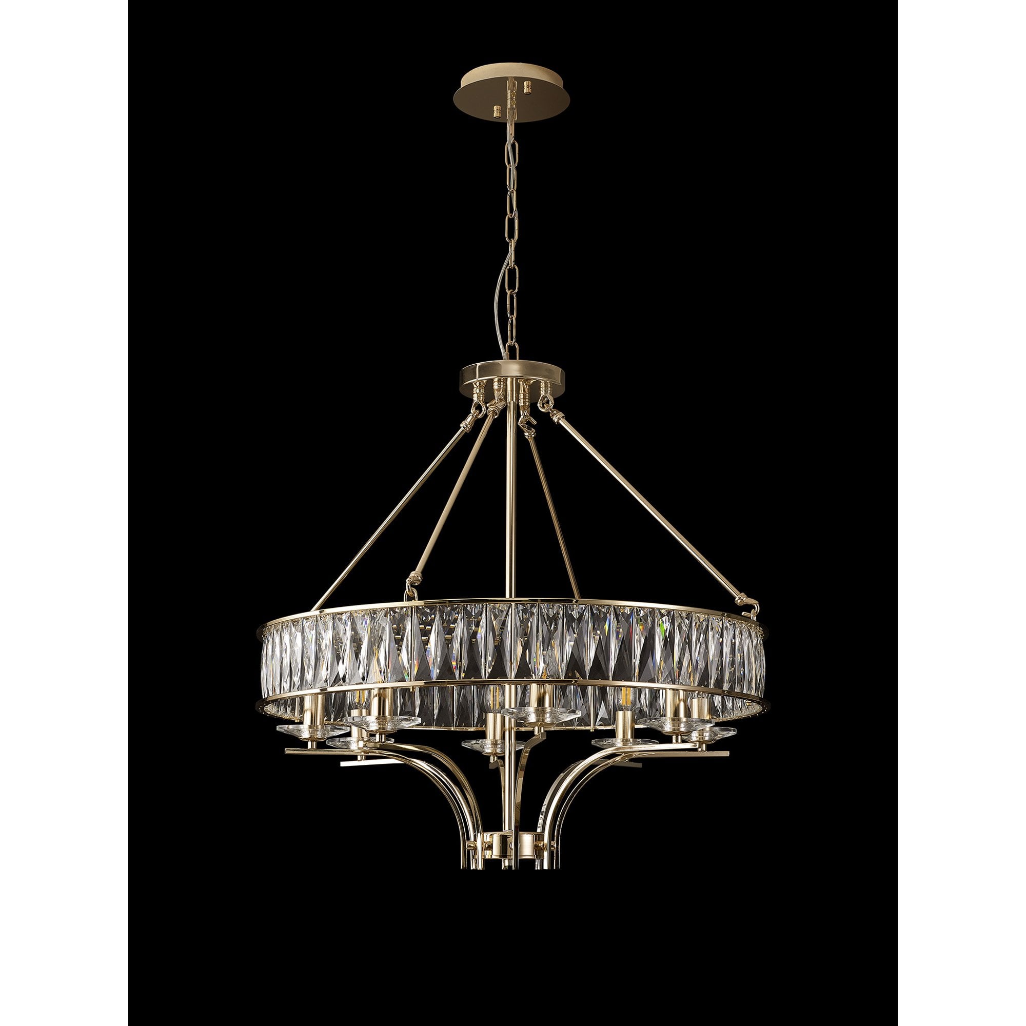 IL31826 Vivienne Pendant/Semi Ceiling 8 Light E14 French Gold/Crystal
