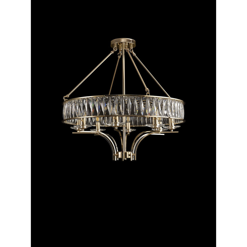 IL31826 Vivienne Pendant/Semi Ceiling 8 Light E14 French Gold/Crystal