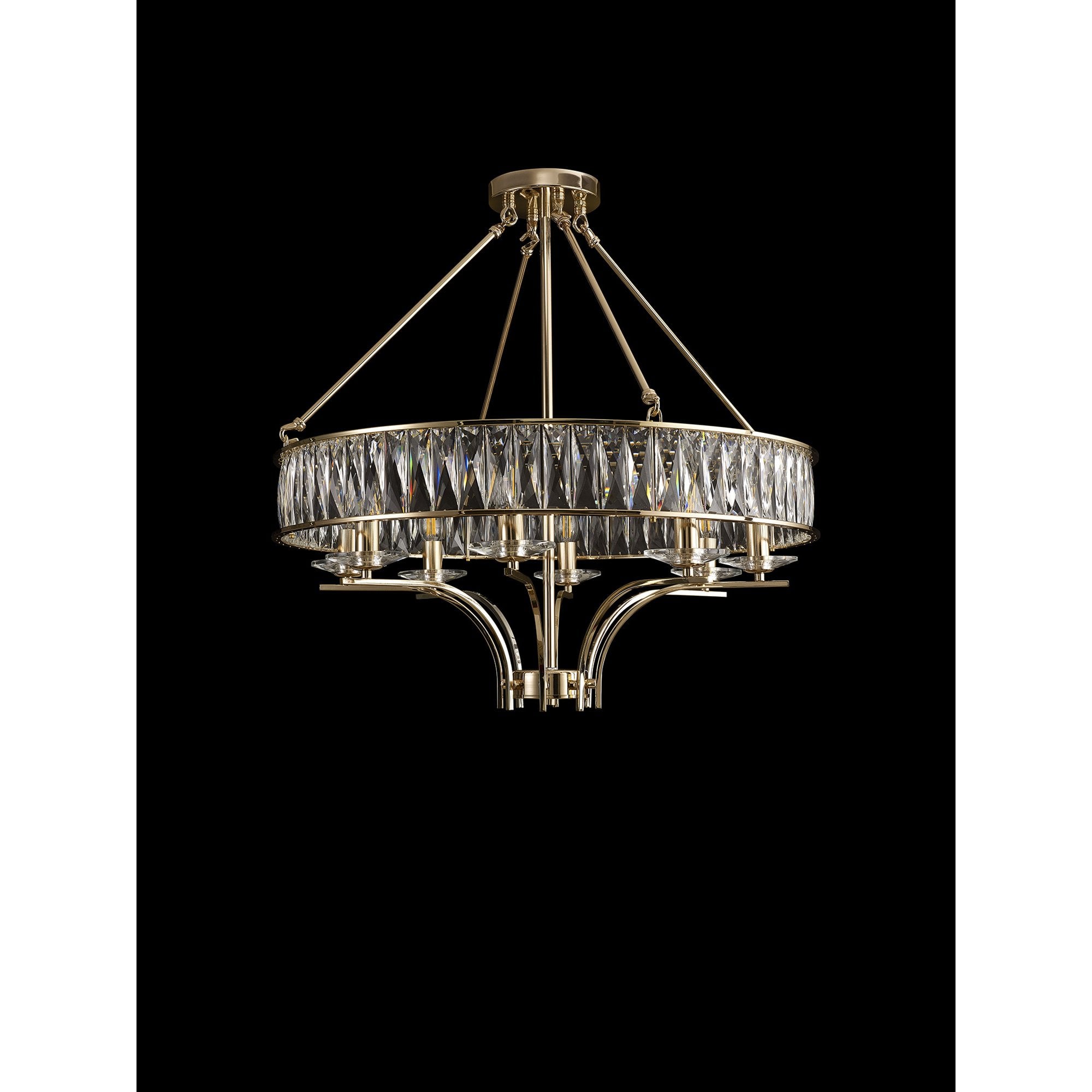 IL31826 Vivienne Pendant/Semi Ceiling 8 Light E14 French Gold/Crystal
