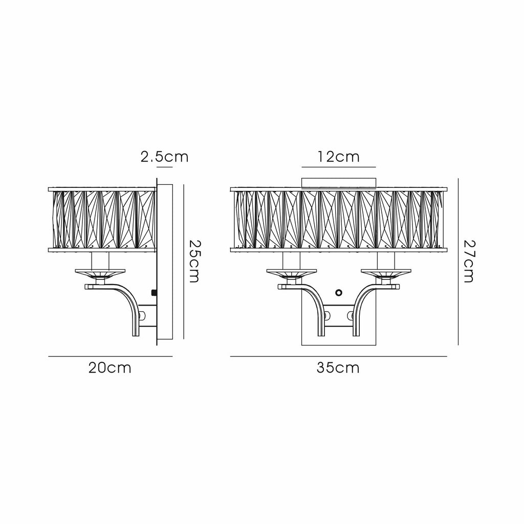 IL31822 Vivienne Wall Lamp 2 Light E14 Polished Nickel/Crystal