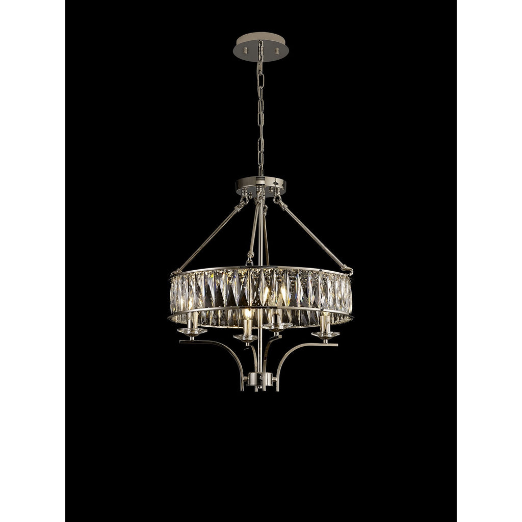 IL31818 Vivienne Pendant/Semi Ceiling 4 Light E14 Polished Nickel/Crystal