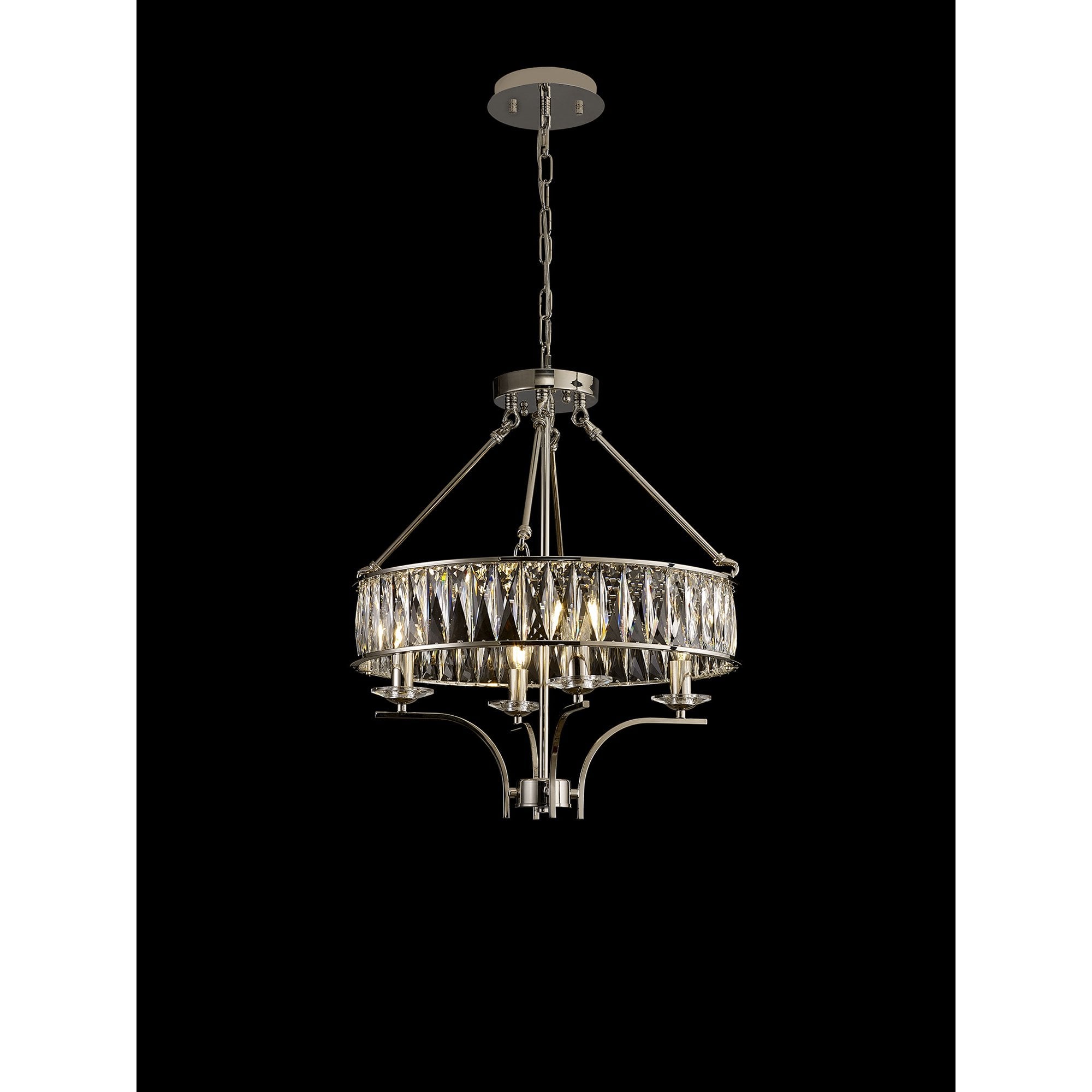 IL31818 Vivienne Pendant/Semi Ceiling 4 Light E14 Polished Nickel/Crystal