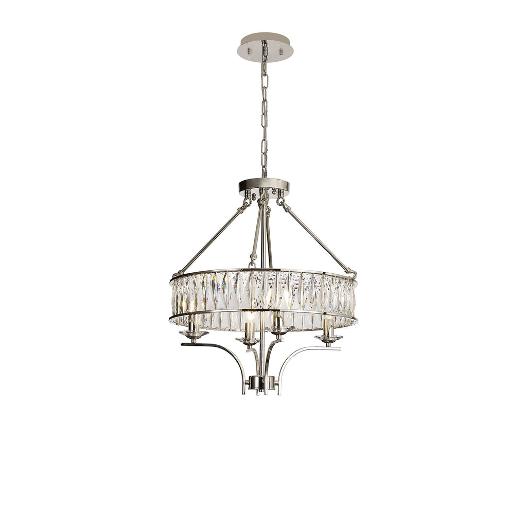 IL31818 Vivienne Pendant/Semi Ceiling 4 Light E14 Polished Nickel/Crystal