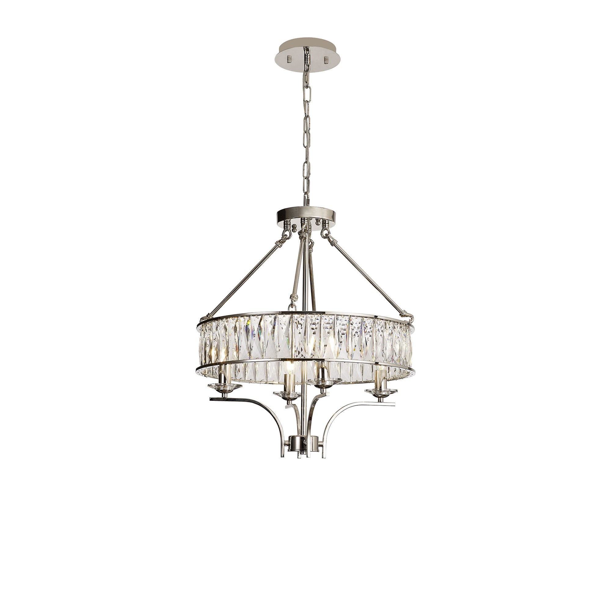IL31818 Vivienne Pendant/Semi Ceiling 4 Light E14 Polished Nickel/Crystal