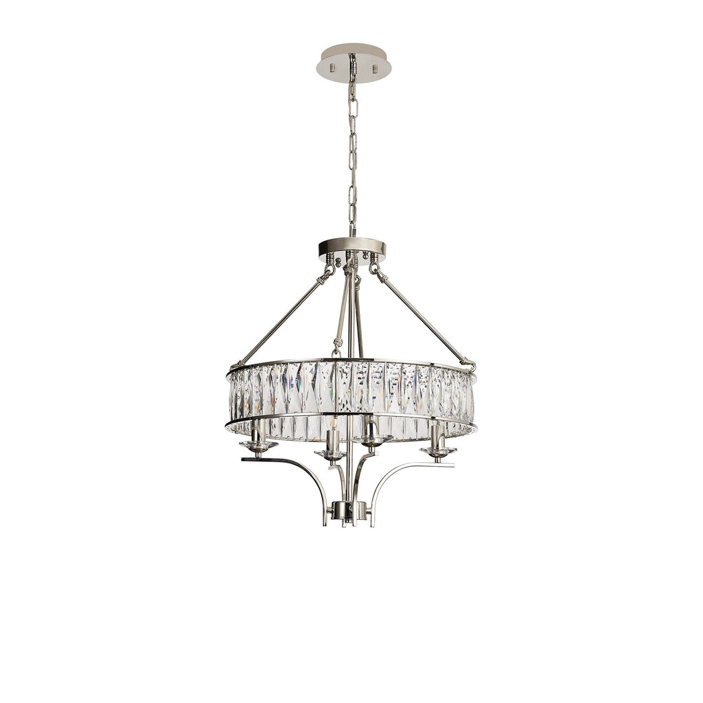IL31818 Vivienne Pendant/Semi Ceiling 4 Light E14 Polished Nickel/Crystal