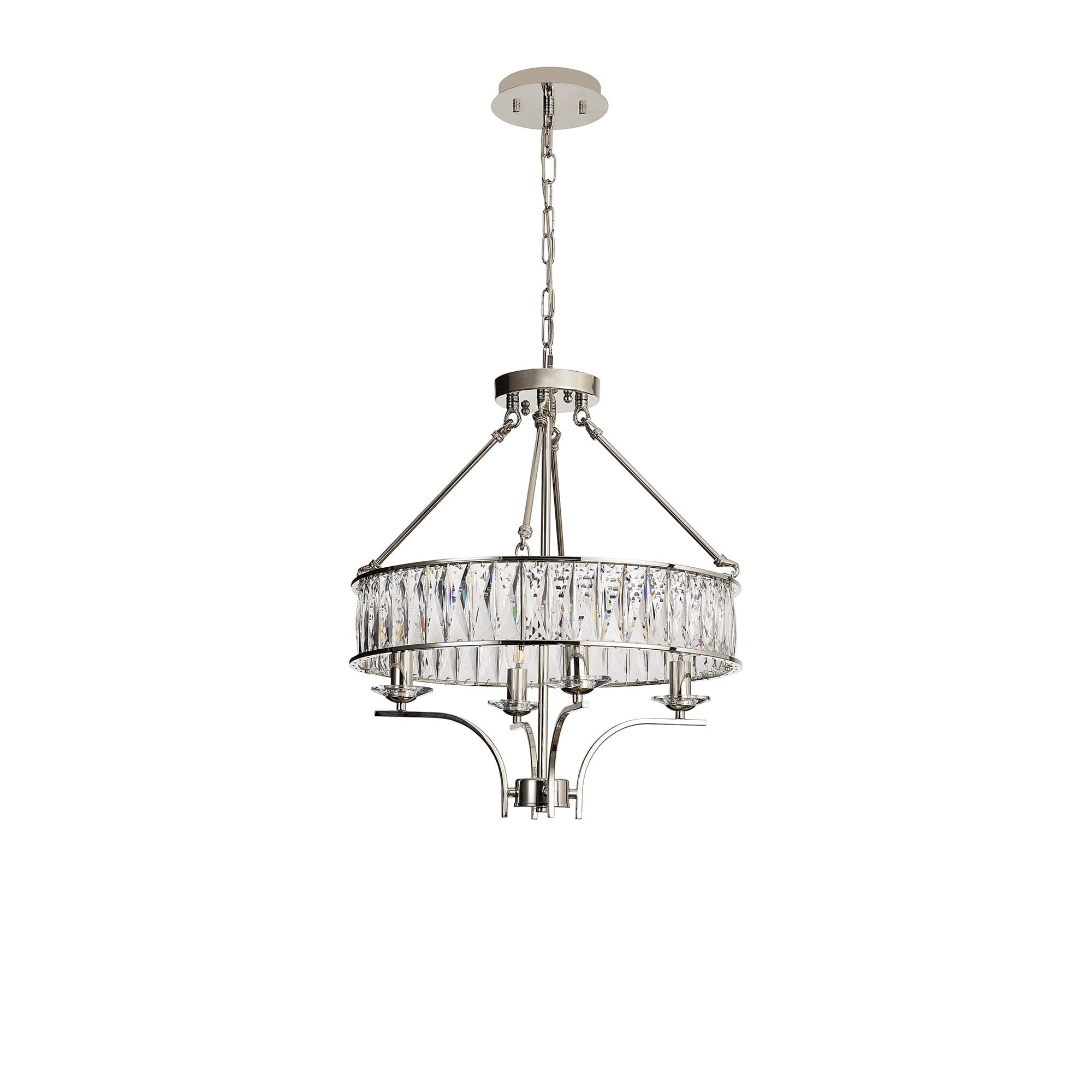 IL31818 Vivienne Pendant/Semi Ceiling 4 Light E14 Polished Nickel/Crystal