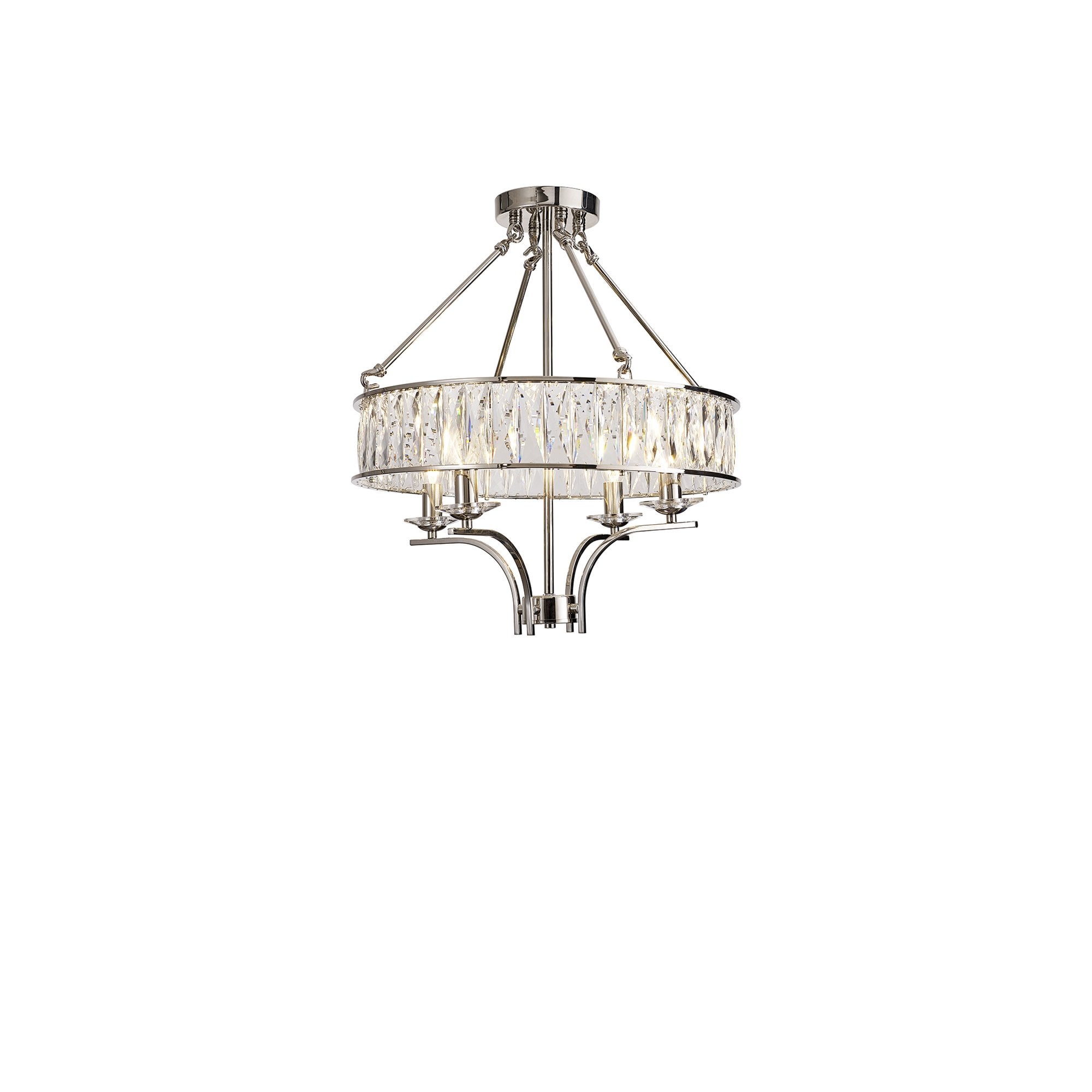 IL31818 Vivienne Pendant/Semi Ceiling 4 Light E14 Polished Nickel/Crystal