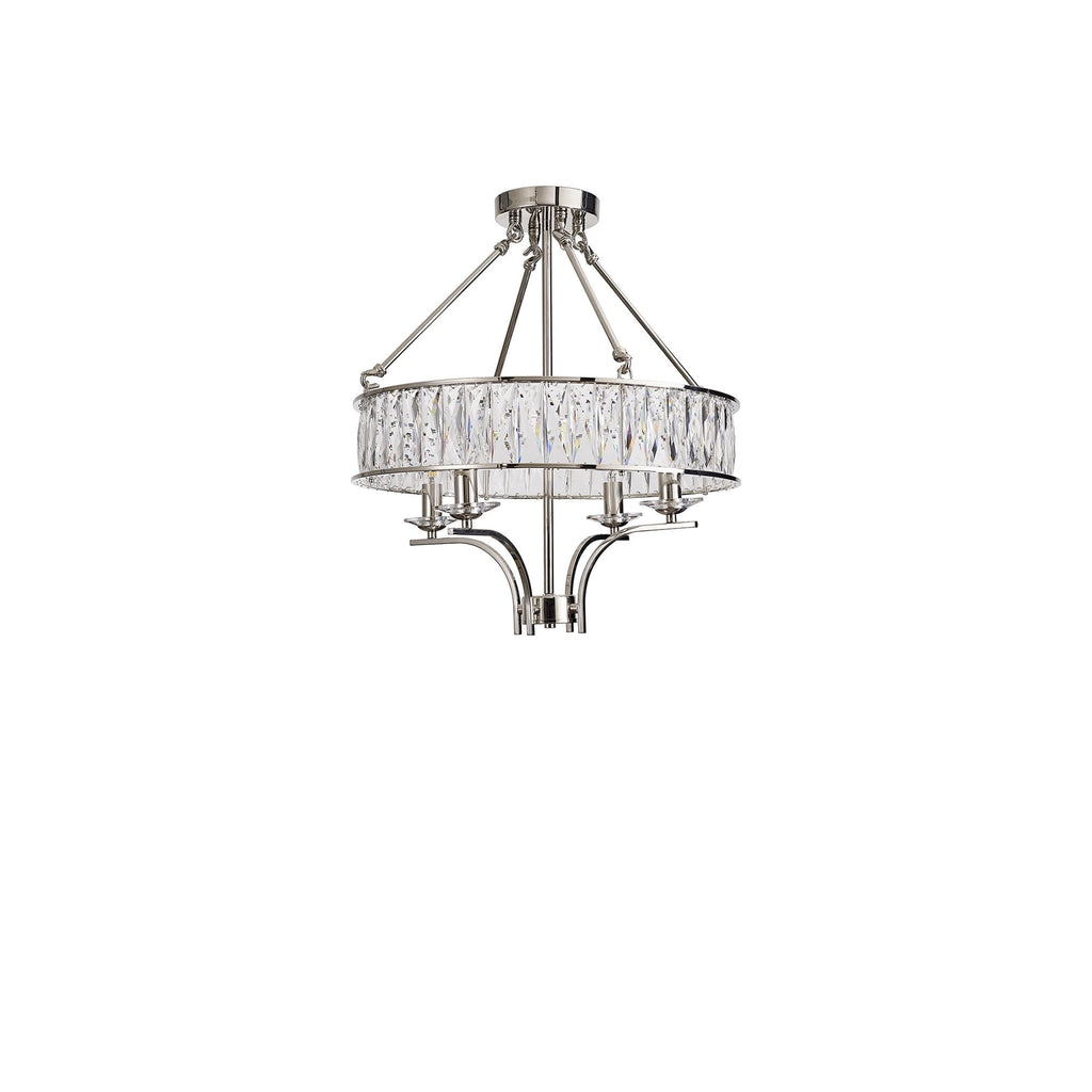 IL31818 Vivienne Pendant/Semi Ceiling 4 Light E14 Polished Nickel/Crystal